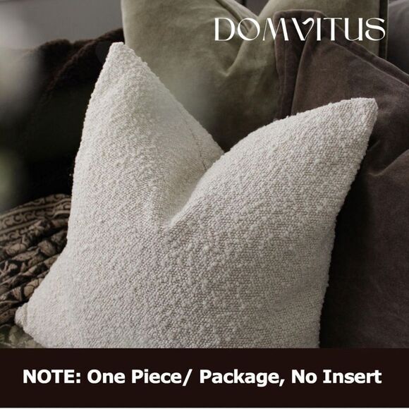 DOMVITUS Off White Boucle Pillow Cover. 18 x 18. Brand New - Picture 4 of 7
